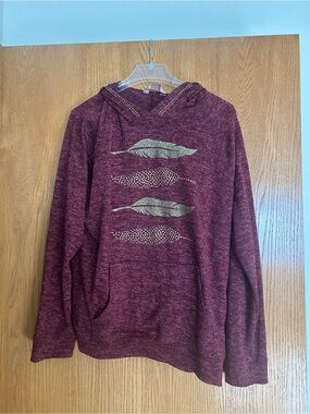 SJS Maroon Knit Hoodie with Gold Leaf Detail